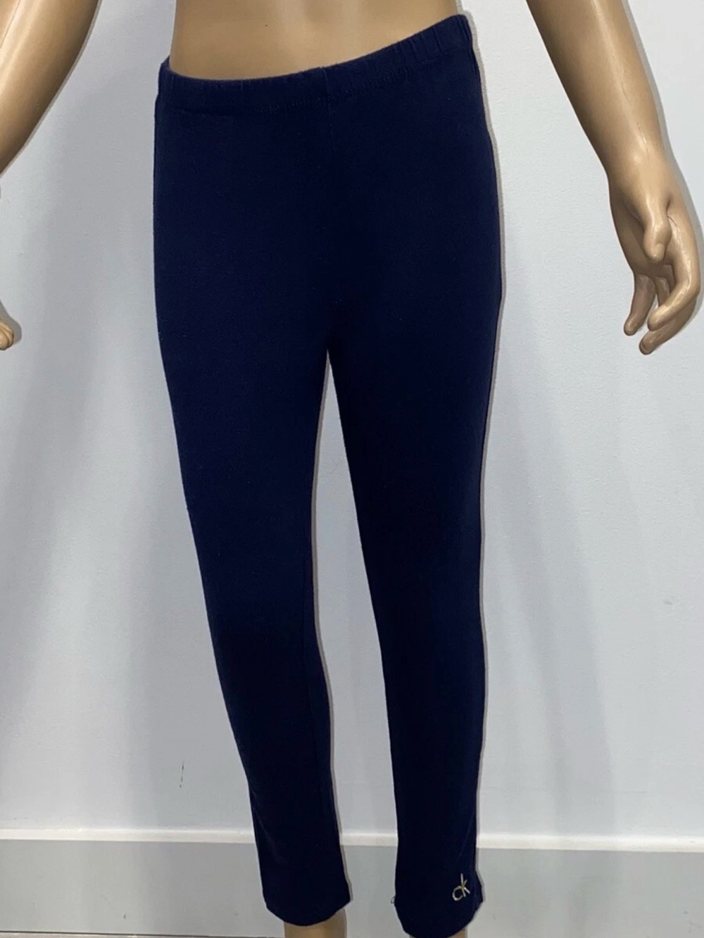 Calvin Klein Girls Navy Blue Leggings Size 6 Stretch Pull On CK Logo